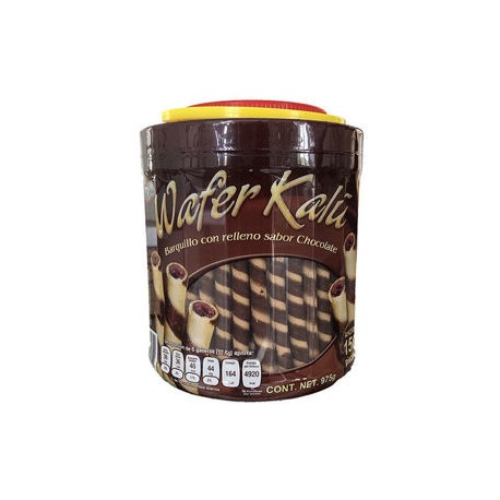 Galleta barquillo de chocolate Wafer Rolls Bote de 975 g (IEPS inc.)