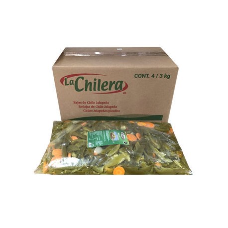 Chiles Jalapeños Rajas La Chilera 4 Volpack de 3 Kg