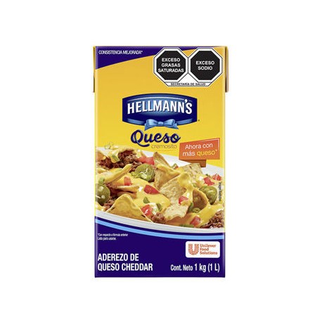 Queso Cheddar Hellmanns con 12 Tetra de 1 L