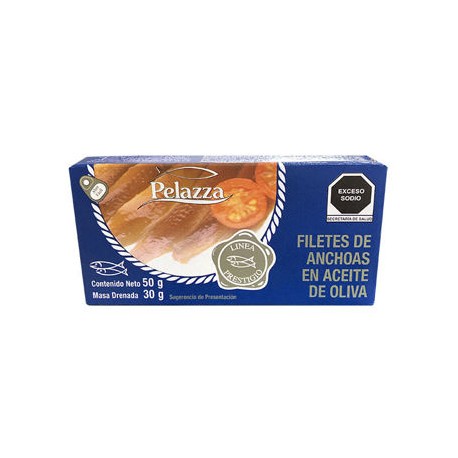 Filetes de Anchoas Pelazza 50 g en aceite de Oliva C/AZUL