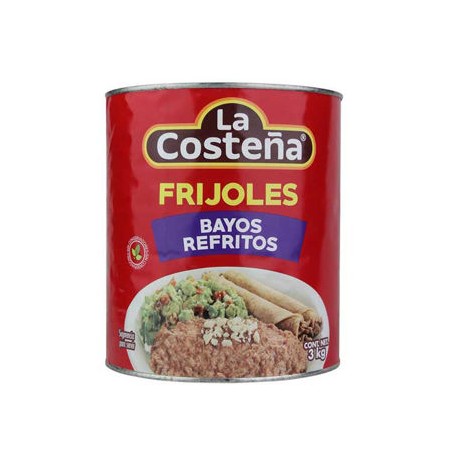 Frijoles bayos refritos La Costeña 6 latas de 3 kg