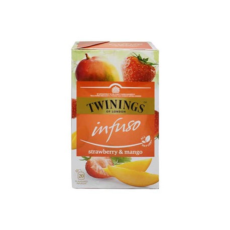 Te Negro Fresa Mango Infuso Twinings paquete 20 sobres