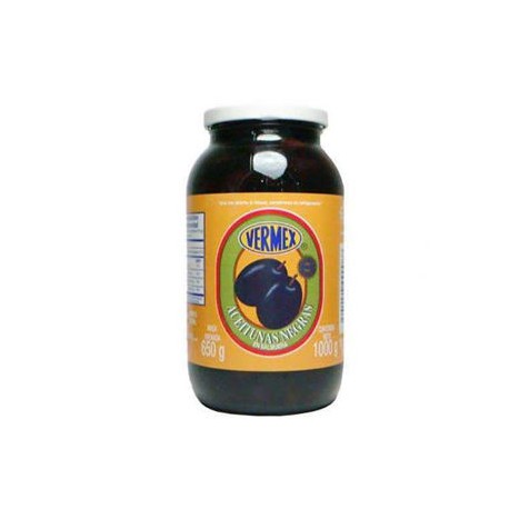 Aceituna Negra con hueso Vermex Frasco de 1 Kg