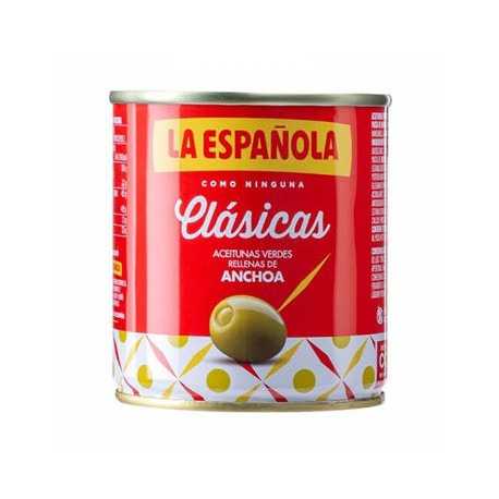 Aceituna Verde Rellena de Anchoa La Española 830 gr Lata